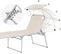 Chaise Longue, Charge 150 Kg, Avec Dossier Et Parasol Inclinables, Pliable, Pour Jardin, Beige