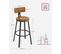 Tabouret Bar Industriel, Lot De 4,  Avec Dossier, Cadre En Acier, Siège De 73 Cm De Haut, Marron