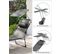 Chaise Longue, Charge 150 Kg, Avec Appui-tête, Dossier Et Parasol Inclinables, Pliable, Anthracite