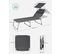 Chaise Longue, Charge 150 Kg, Avec Appui-tête, Dossier Et Parasol Inclinables, Pliable, Anthracite