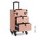 Valise De Maquillage Professionnel, Avec 2 Tiroirs, 34 X 24 X 56 Cm, Roulette Pivotante à 360°, Doré