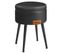 Pouf De Rangement, Tabouret De Coiffeuse, Pu Avec Coutures, Capacité 150 Kg, Noir D'encre