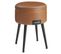 Pouf De Rangement, Tabouret De Coiffeuse, Pu Avec Coutures, Capacité 150 Kg, Marron Caramel