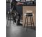 Tabouret De Bar, Lot De 2, Siège Pivotant, Pu Avec Coutures, Hauteur 76 Cm, Noir D'encre