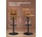 Tabourets De Bar, Lot De 2, Siège Pivotant à Hauteur Réglable, Avec Repose-pieds, Marron Caramel