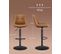 Tabourets De Bar, Lot De 2, Siège Pivotant à Hauteur Réglable, Avec Repose-pieds, Marron Caramel