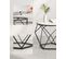 Table Basse Ronde, Lot De 2, Style Moderne, Plateau Amovible, Cadre En Acier, Blanc Et Noir