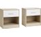 Lot de 2 Tables de Chevet avec tiroir, compartiment ouvert, 39 x 28 x 41 cm, Beige Naturel et Blanc