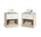 Lot de 2 Tables de Chevet avec tiroir, compartiment ouvert, 39 x 28 x 41 cm, Beige Naturel et Blanc