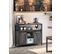 Buffet Cuisine avec 2 Portes, 100 x 33 x 80 cm, Style Industriel, Gris Anthracite, Noir