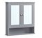 Armoire Murale, 2 Portes-miroir Et Compartiment Ouvert, 13 X 56,5 X 58,5 Cm, Gris Tourterelle