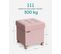 Pouf, Tabouret Avec Repose-pieds, Pliable, Banc Avec Rangement, 38 X 38 X 40 Cm, Rose Bonbon