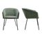 Lot De 2 Fauteuils De Table En Velours Côtelé Vert, Piètement Noir - Swann