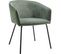 Lot De 2 Fauteuils De Table En Velours Côtelé Vert, Piètement Noir - Swann