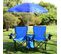 Chaise De Camping Pliante 2 Places En Pvc Avec Poche Isotherme, Pêche Bleu