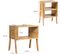 Lot De 2 Table De Chevet Avec Fonction Superposable-bambou 100% Naturel, 43 X 29 X 42cm