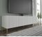 Meuble TV 200x56x42 Cm Blanc Mat Vague Meuble Hi-fi Luxueux Sur Pied Avec 4 Portes