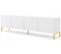 Meuble TV 200x56x42 Cm Blanc Mat Vague Meuble Hi-fi Luxueux Sur Pied Avec 4 Portes