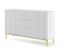 Buffet De Rangement Meuble Universel Blanc Mat 150x42x89 Ravi B Filet 2d3s Pied Cadré Or