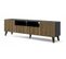 Meuble TV Meuble Hi-fi Sur Pied Couleur Chêne Artisan 200x42x56cm Ravi F Peint 2d2s Pied Noir