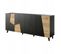 Commode De Rangement Meuble Universel 200x82x42 Cm Noir Mat/noir + Chêne Artisanal Viso Sur Pieds