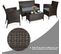 Salon De Jardin 4 PCs Mobilier De Terrasse En Rotin Pe Pour Véranda, Patio, Marron Et Gris