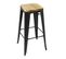 Tabouret Bistro Haut En Acier Noir Avec Assise En Bois - Lot De 4 -