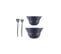 Lot De 2 Saladiers 3l/4.9l Avec Couvercle + Couverts Bleu - K2551-540-143s-1