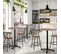 Lot De 4 Tabourets De Bar Tissu Marron Style Industriel