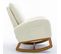 Fauteuil à Bascule Fauteuil Relax Rocking-chair Avec Poches Latérales Et Pieds En Bois Massif Blanc