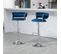 Lot De 2 Tabourets De Bar 360° Velours Bleu