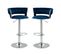 Lot De 2 Tabourets De Bar 360° Velours Bleu