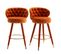 Lot De 2 Tabourets De Bar Orange 360° Velours Pieds En Bois