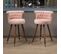 Lot De 2 Tabourets De Bar Rose 360° Velours Pieds En Bois