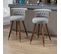 Lot De 2 Tabourets De Bar Gris 360° Velours Pieds En Bois