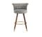 Lot De 2 Tabourets De Bar Gris 360° Velours Pieds En Bois