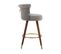 Lot De 2 Tabourets De Bar Gris 360° Velours Pieds En Bois