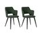 Lot De 2 Chaises Salle À Manger Scandinave Avec Accoudoirs Assise Rembourrée En Tissu, Vert