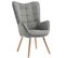 Fauteuil Relax Fauteuil De Bureau Style Scandinave En Tissu Gris Avec Pieds En Hêtre Massif