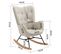 Fauteuil À Bascule Rocking Chair Scandinave En Tissu Avec Pieds En E' Bois Métal, Beige