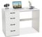 Bureau Droit Avec 4 Tiroirs Mdf Finition Mélaminé - L110 X P60 X H76 Cm- Brillance Blanche