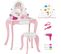 2 En 1 Coiffeuse Princesse Enfants Avec Tabouret Avec Miroir Rotatif Et Double Face, Pour 3-7 Ans