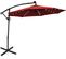 Parasol Déporté Exterieur Lumières LED Solaires 3m, Parasol De Marché à 8 Côtes En Aluminium