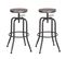 Lot De 2 Tabourets De Bar Hauteur Réglable 69-77cm Pivotant Imitation Noyer Siège Style Industriel