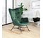 Fauteuil À Bascule Rocking Chair Scandinave En Velours Avec Pieds En E' Bois Métal, Vert