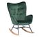 Fauteuil À Bascule Rocking Chair Scandinave En Velours Avec Pieds En E' Bois Métal, Vert