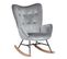 Fauteuil À Bascule Rocking Chair Scandinave En Velours Avec Pieds En E' Bois Métal, Gris