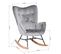 Fauteuil À Bascule Rocking Chair Scandinave En Velours Avec Pieds En E' Bois Métal, Gris