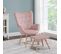 Fauteuil Relax Avec Repose-pieds Chaise Longue Relax Style Scandinave En Tissu Rose Pieds En Hêtre