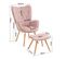 Fauteuil Relax Avec Repose-pieds Chaise Longue Relax Style Scandinave En Tissu Rose Pieds En Hêtre